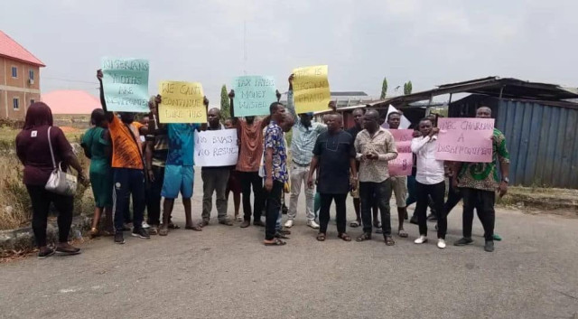 Group Of Protesters At INEC Headquarters, Abia